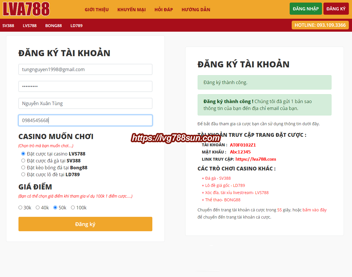 Tài Khoản Lvg788