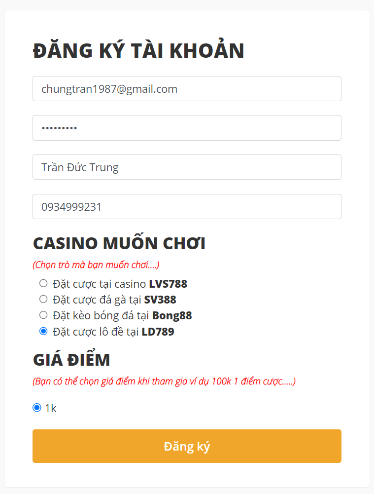 Hướng dẫn đăng ký tài khoản lô đề Ld789 One789